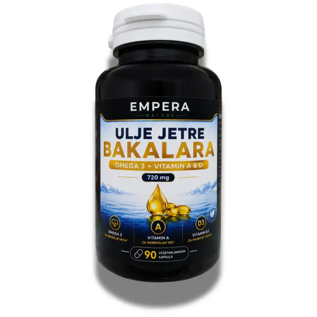 Ulje jetre bakalara 720mg kapsule izvor omega-3 masnih kiselina vitamina A i D3 Empera Nature - 90 kapsula